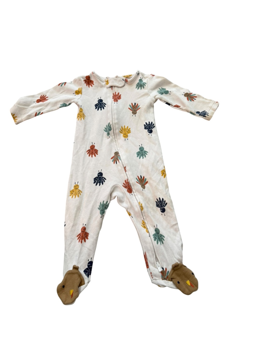 Carters Thanksgiving Turkey Footed Zip Sleeper Gender Neutral Baby 9M 6-9 months